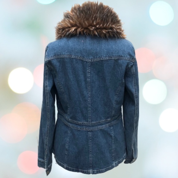 Style & Co. Jean / denim jacket L removable fur - Picture 4 of 6